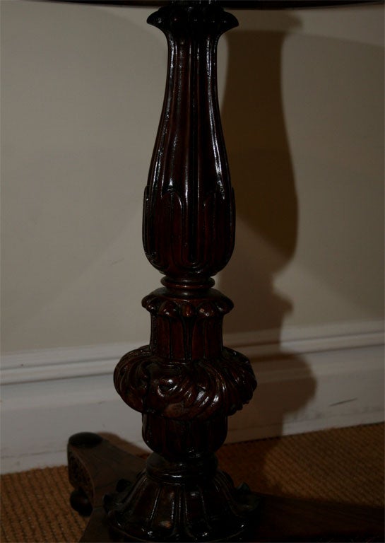 19th Century Anglo-Indian Round Carved Rosewood Side Table For Sale