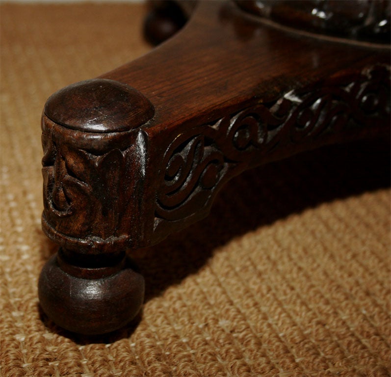 Anglo-Indian Round Carved Rosewood Side Table For Sale 2