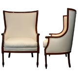 Pair of 19th Century Napoleon III Walnut Bergeres