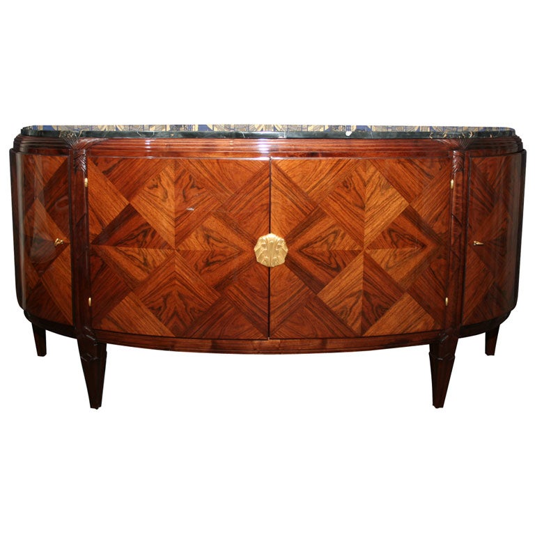 Rare and Important Bow-fronted Art Deco Cabinet by Leon Buchet