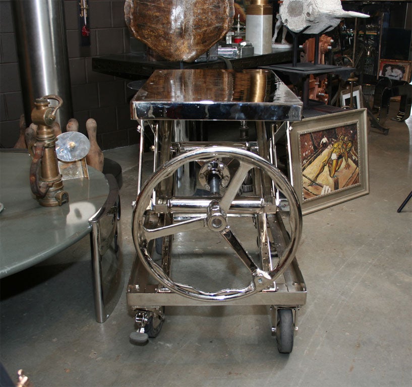 Stunning Nickel Plated Industrial Lift In Excellent Condition For Sale In New York, NY