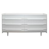 1950's 6 Drawer White Satin lacquered commode