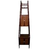Teak Faux Bamboo Shelves with Caned Doors