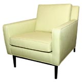 Lime Linen Upholstered Club Chair with Dark Hahogany Legs