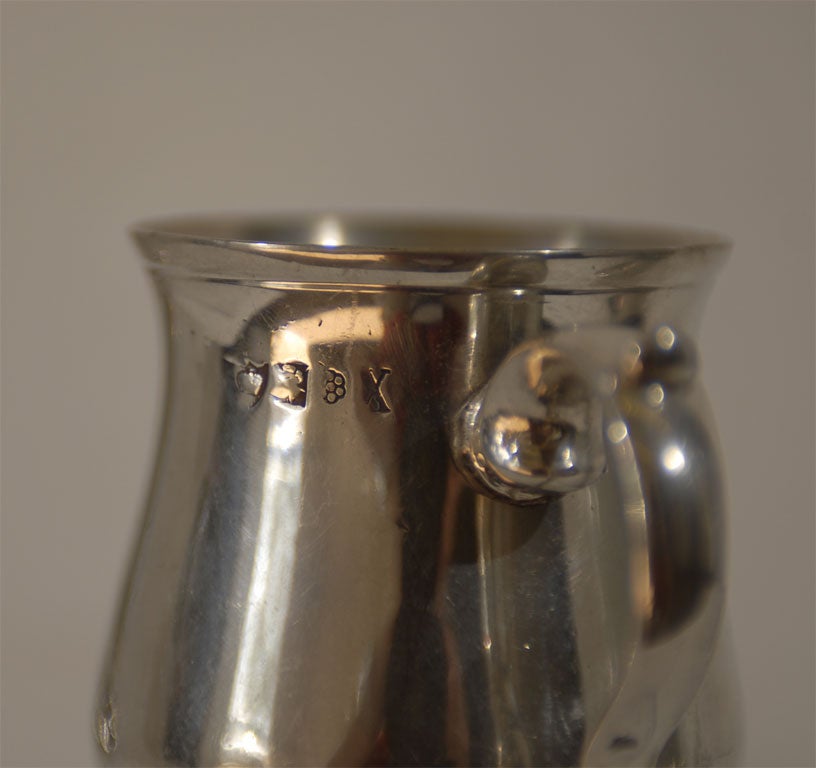 English Set of 3 Stamped 18th Century Silver Tankards For Sale