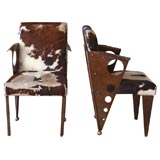 Set of six Italian original cowhide chairs