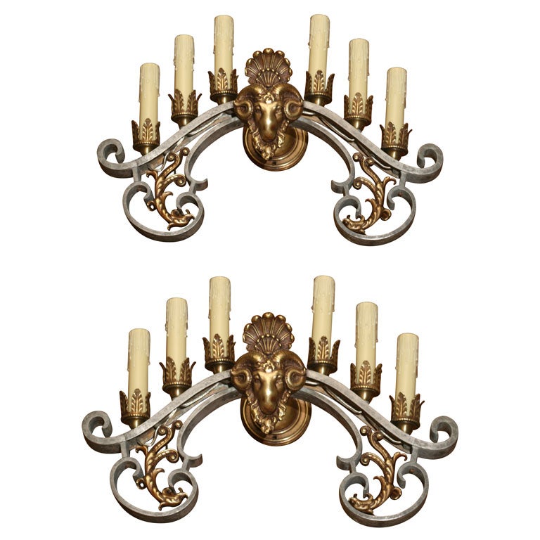 Pair of Baroque Six-Light Sconces For Sale