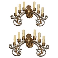 Pareja de candelabros barrocos de seis luces
