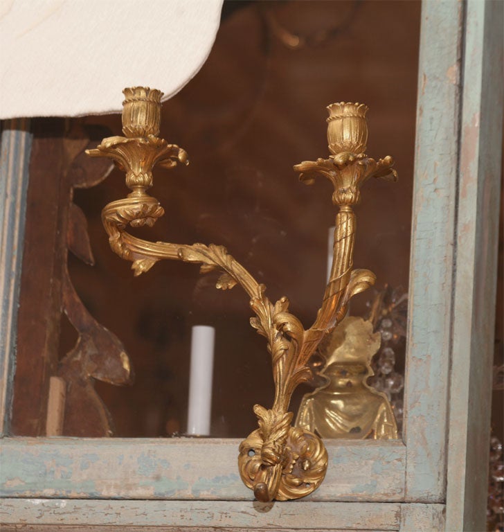 Pair Gilt Bronze Sconces