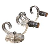 Vintage pair of scrolled lucite wall sconces