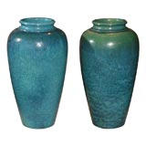 Pair Blue Drip Glaze Jars