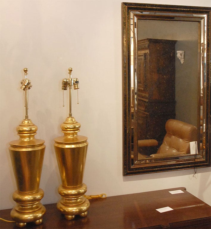 20th Century Pair of gold leaf baluster form table lamps by City Studio