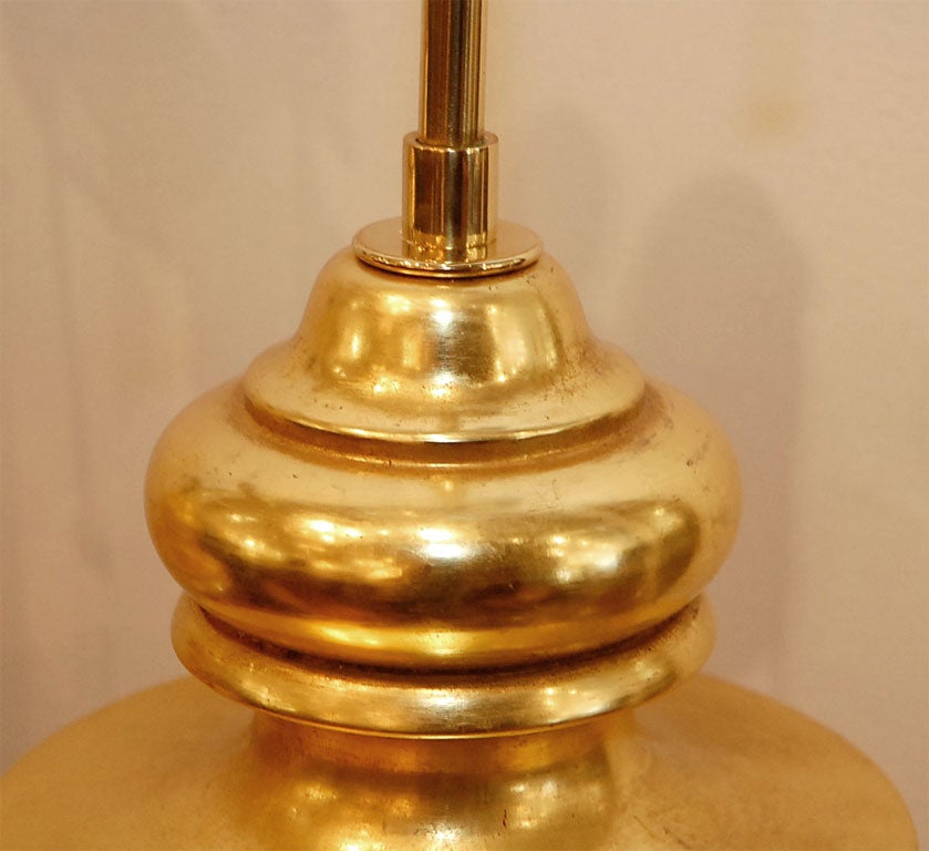 Pair of gold leaf baluster form table lamps by City Studio 2