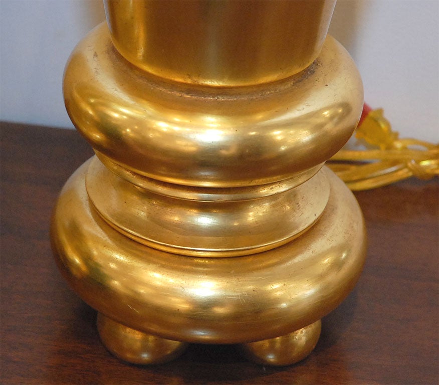 Pair of gold leaf baluster form table lamps by City Studio 3