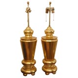 Pair of gold leaf baluster form table lamps by City Studio