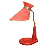 Red Leather & Wool Adnet Desk Lamp
