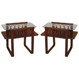 Pair of 2-Tier Glass Top End Tables