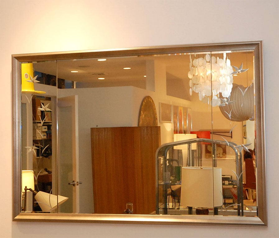 Large Etched & Beveled Glass Mirror