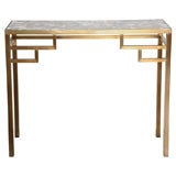 Brass Console with Specimen Marble Top