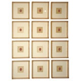 A Rare Collection of Twelve Framed Red Intaglio Seals