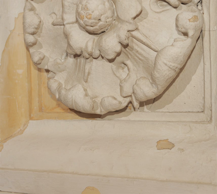 19th C. Large English Cast Plaster Ceiling Medallion Fragment 2