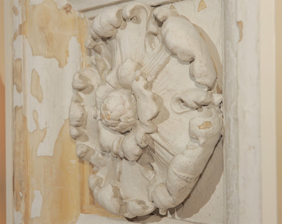 19th C. Large English Cast Plaster Ceiling Medallion Fragment 3