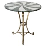 Brass Table with Pinwheel Marble Top