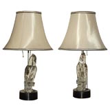 Pair of Glass Parrot Lamps