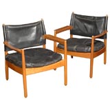 Danish oak pair of armchairs