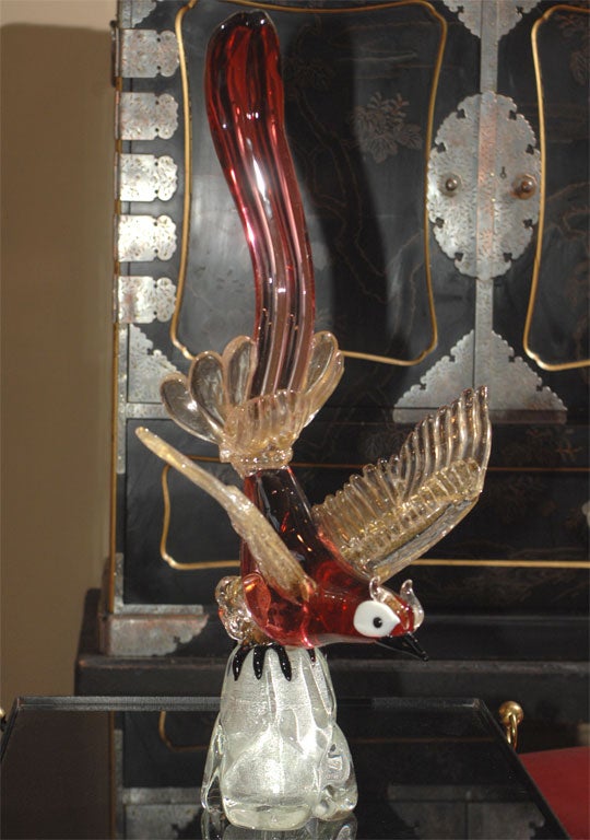 Italian Murano glass bird statue For Sale
