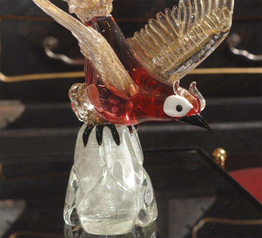 20th Century Murano glass bird statue For Sale