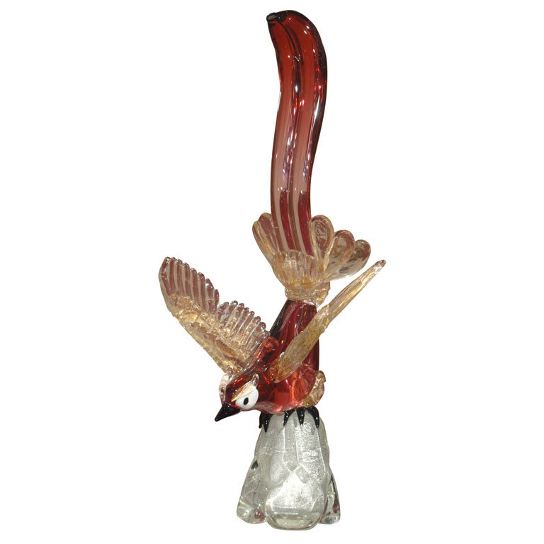 Murano glass bird statue For Sale