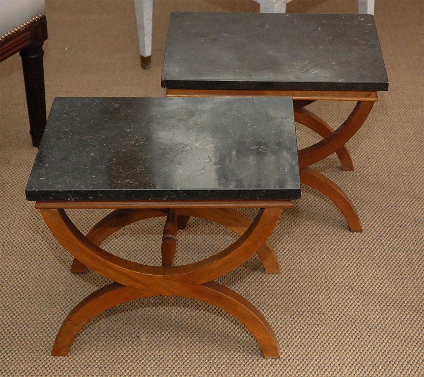 Pair of neoclassical marble side tables