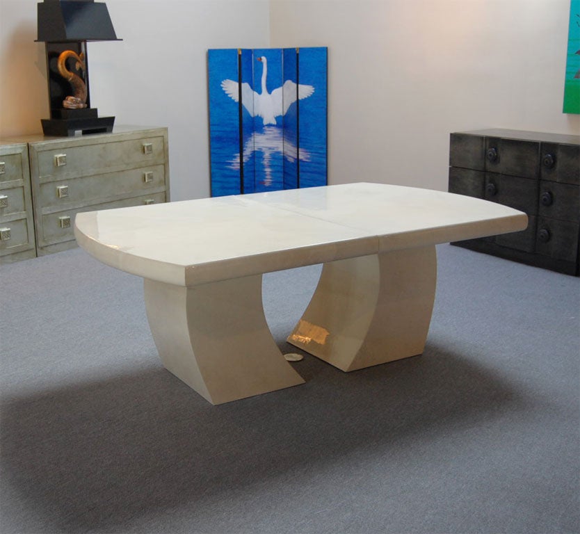 LACQUERED GOAT SKIN DINING TABLE BY KARL SPRINGER