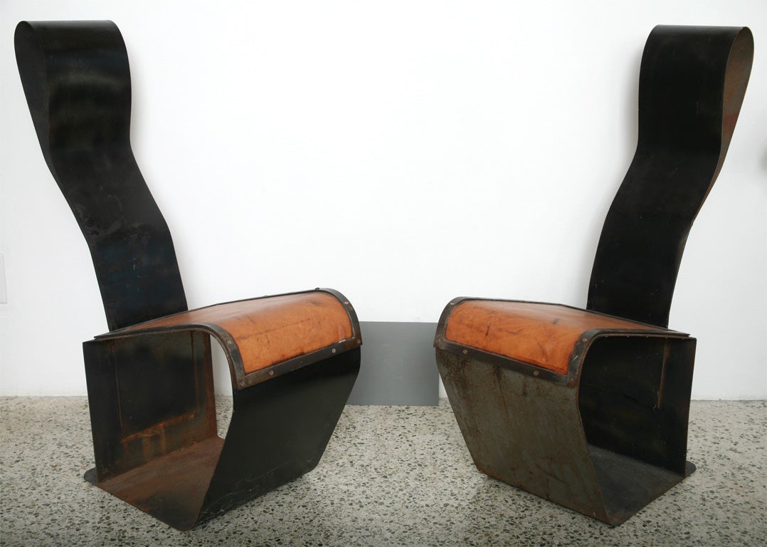 Amazing pair of Studio Chairs made of Steel<br />
and Leather