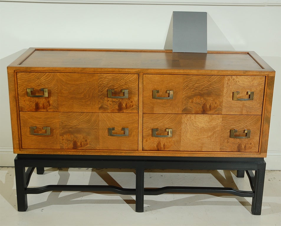 Patchwork Olive Burl Four Door Chest