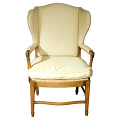 C. 1910  English Walnut Framed Armchair with Rush Seat