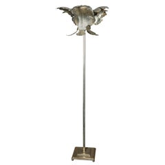 Raw Iron Floor Lamp with Leaf Top