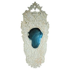 19th C. Italian Bleached Wood Framed Mirror