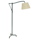 Green Leather Jacques Adnet Floor Lamp