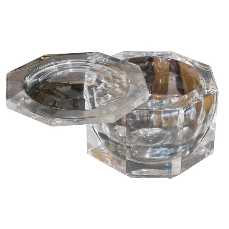 Octagon Shaped Lucite Box with Swivel Lid at 1stDibs