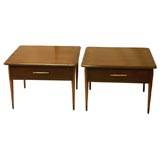 PAIR OF WALNUT  END TABLES WITH FRONT DRAWERS