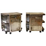 PAIR OF ANTIQUE MIRRORED NIGHT STANDS