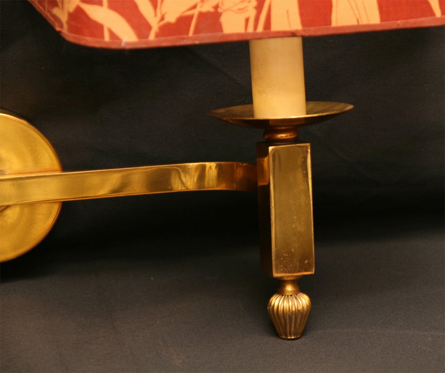 Brass Pair of 1940s French Wall Sconces