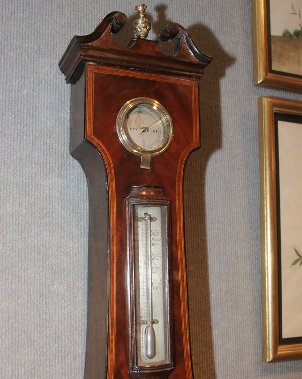 George III Mahogany clock barometer For Sale