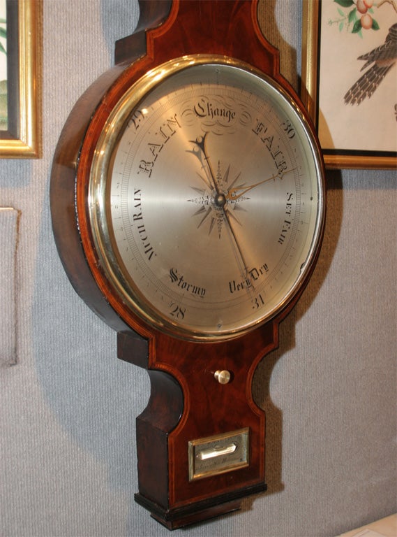 English Mahogany clock barometer For Sale