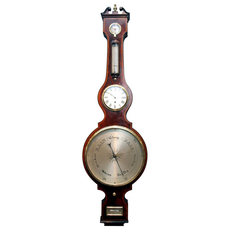 Mahogany clock barometer For Sale