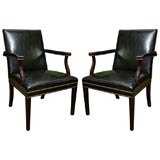 Pair of Leather Fireside Arm Chairs