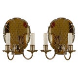 Pair of mirror back sconces