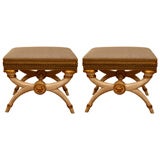 Pair of Directoire Style Curule-Base Tabourets
